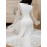 [Elegant Plus Size Dress] Elegant Plus Size Lace-Trimmed Long Sleeve Dress | White Bodycon with Floral Pattern, High Neck, Flowing Skirt, Stretchy Fabric - Perfect for Weddings & Formal Events
