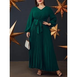 Elegant • Plus Size Women's Emerald Green Maxi Dress • Highquality Material, Non-Stretchy, Formal & Everyday, Machine Washable