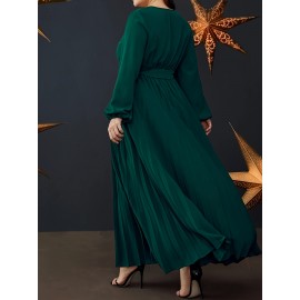 Elegant • Plus Size Women's Emerald Green Maxi Dress • Highquality Material, Non-Stretchy, Formal & Everyday, Machine Washable