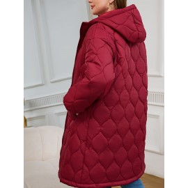 [Quilted Hooded Jacket] Soft Quilted Women's Elegant Hooded Jacket | All-Season Machine Washable Outerwear, Zipper Closure & Tailored Fit for Casual or Formal Wear, Everyday Comfort Coat