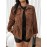 Plus Size, French Elegant Drawstring Waist Women's Plus Size Jacket with Turn- Collar Long Sleeve Pocket Casual Solid Color Blazer
