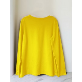 Floral Cross Print Women's Long Sleeve Crew Neck T-Shirt - 