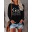 Women'S Casual Long Sleeve Crew Neck Top with Inspirational 
