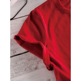 1pc Women's KC Football Glitter Graphic T-Shirt - Red & Yellow Sparkle Design, y Casual Short Sleeve Top, Machine Washable, Perfect Game Day Gift, Team Spirit Wear, Bold Lettering, Easy Care, Fan Apparel, Team Supporters