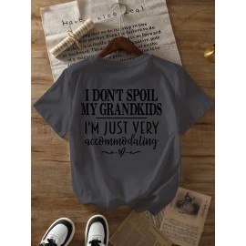 Summer Women's Letter Print Front and Back Fashion Short Sleeve T-Shirt, Comfortable Breathable Fabric, Casual Sporty Style, Suitable for Spring and Summer