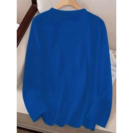 KC Football Long Sleeve Crew Neck T-Shirt - Casual, Alphabet Pattern, Regular Fit, Polyester Knit Fabric, All Seasons, No Belt, Long Sleeve, Regular Sleeve, No Chest Pad, Pullovers, Fabric Weight 180 g/m²