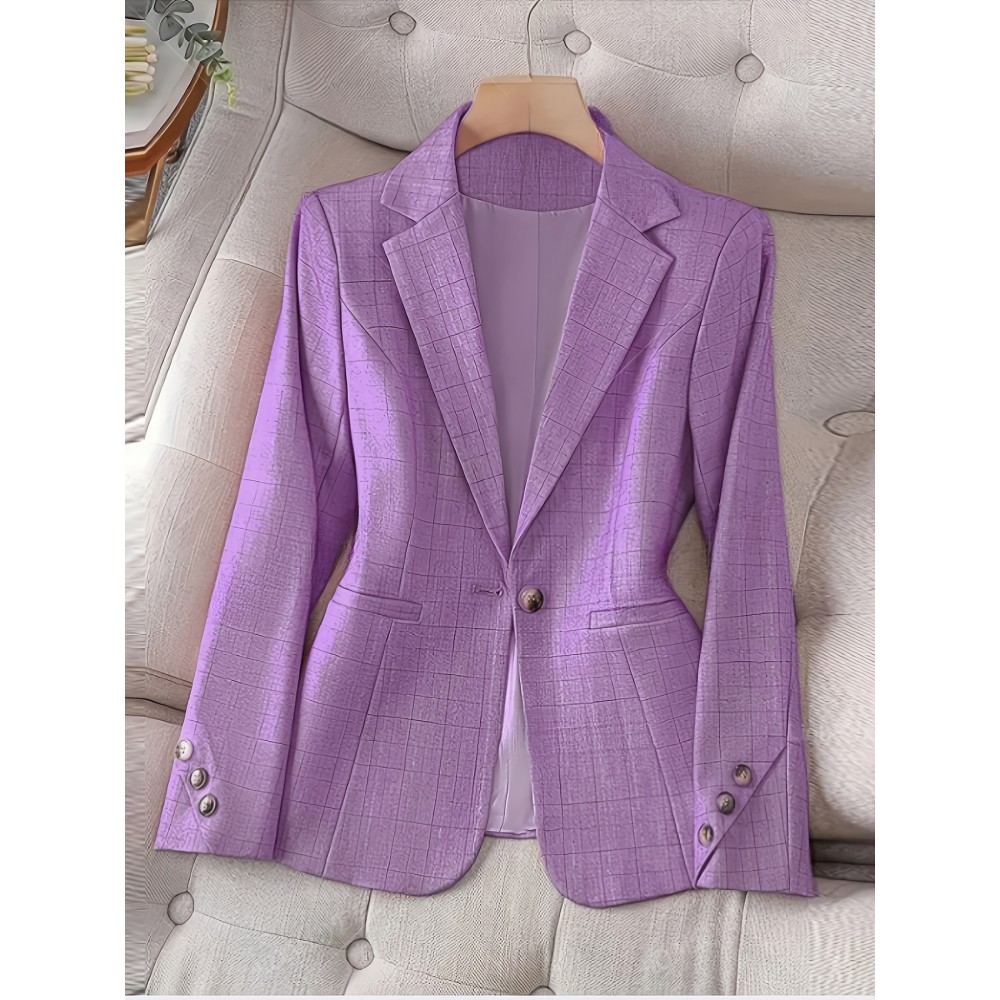 Elegant Pink Blazer with Button Details - Long Sleeve, Single-Breasted, Polyester, Perfect for Office or Casual Wear, All-Season Suit Jacket, Casual Wear Blazer | Elegant Blazer | Polyester Blazer
